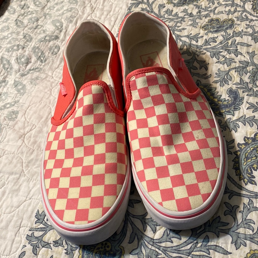 Pink Checkered Vans Size 10